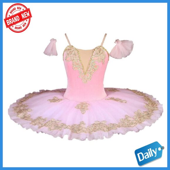 Kids Ballet Performance Tutu Skirt Velvet Adjustable Straps 6-Layer